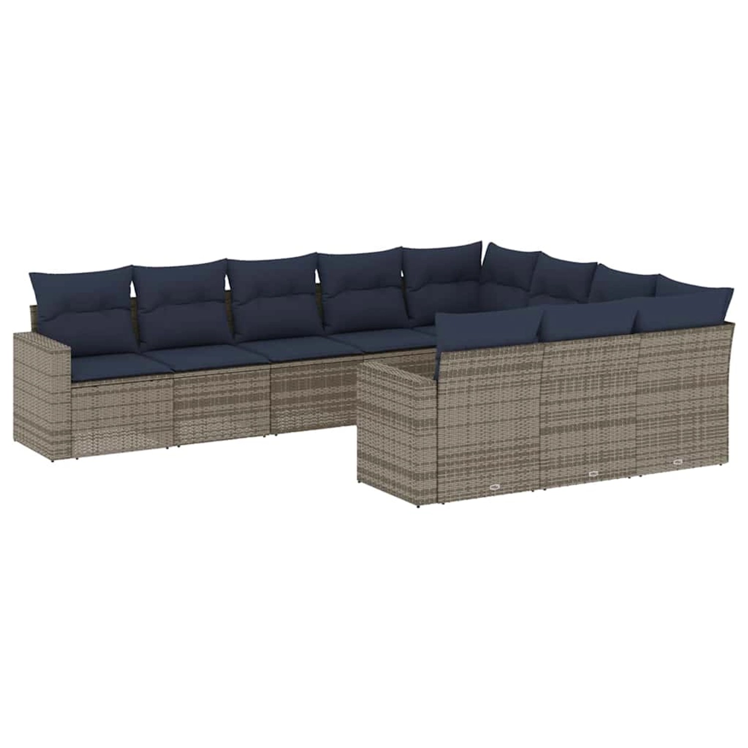 vidaXL 10-Tlg Garten-Sofagarnitur mit Kissen Grau Poly Rattan 3219481 günstig online kaufen