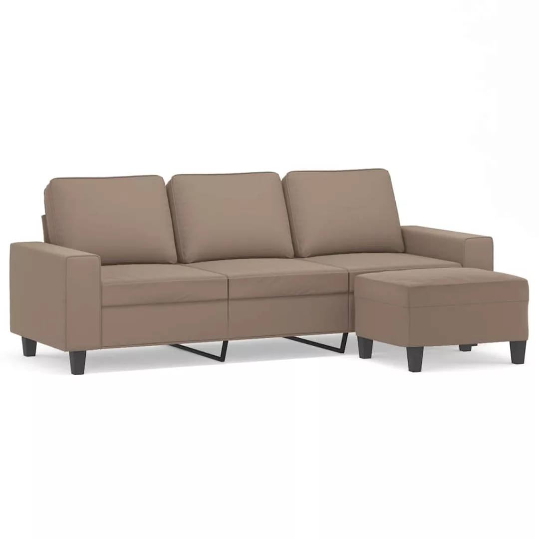 Vidaxl 3-sitzer-sofa Mit Hocker Taupe 180 Cm Mikrofasergewebe günstig online kaufen
