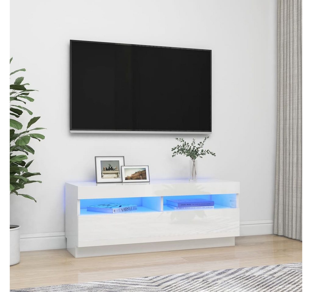 vidaXL TV-Schrank TV-Schrank mit LED Leuchten Hochglanz-Weiß 100x35x40 cm L günstig online kaufen