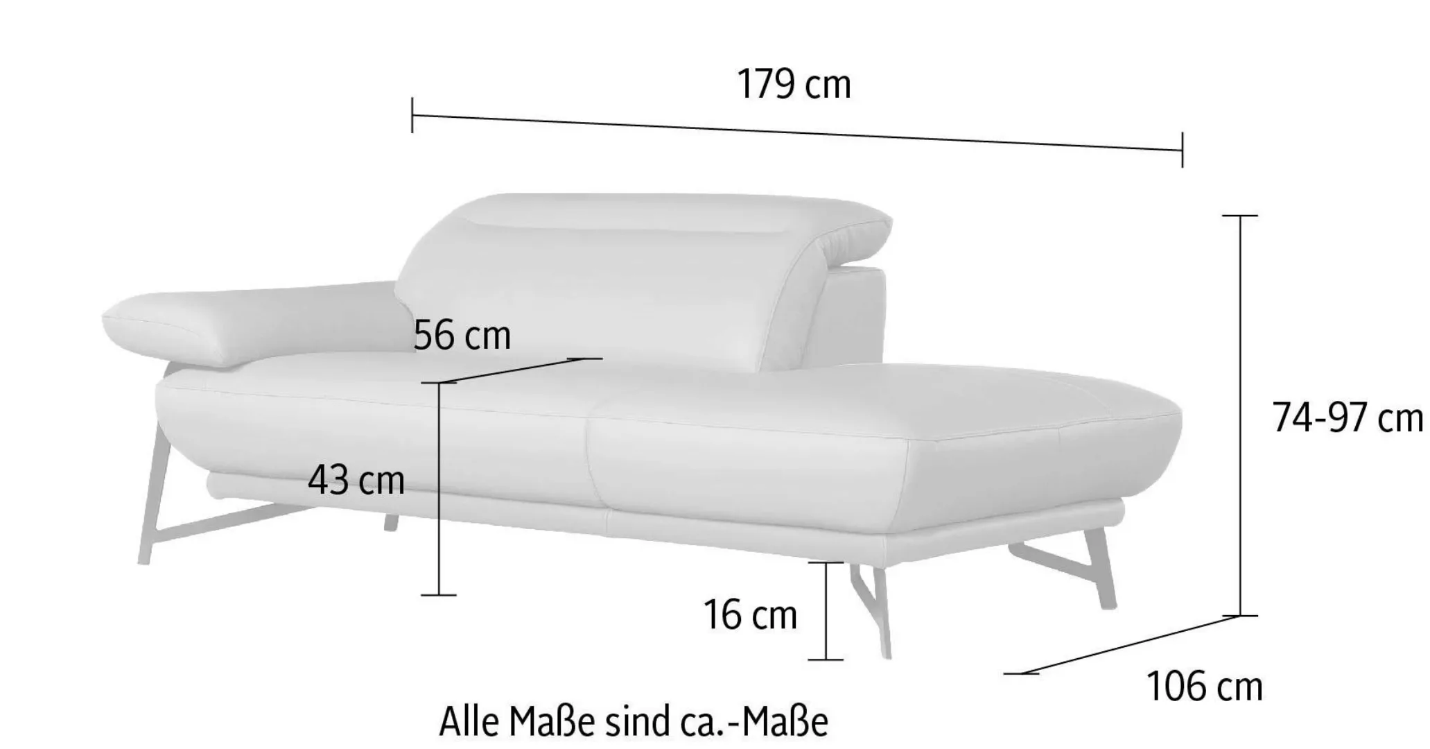 Egoitaliano Ottomane »Anais, Designsofa mit hohem Sitzkomfort, Designfuß«, günstig online kaufen