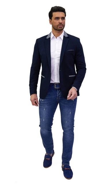 Denim Distriqt Jerseysakko Sportliches Herren Jersey Sakko mit besonderen D günstig online kaufen