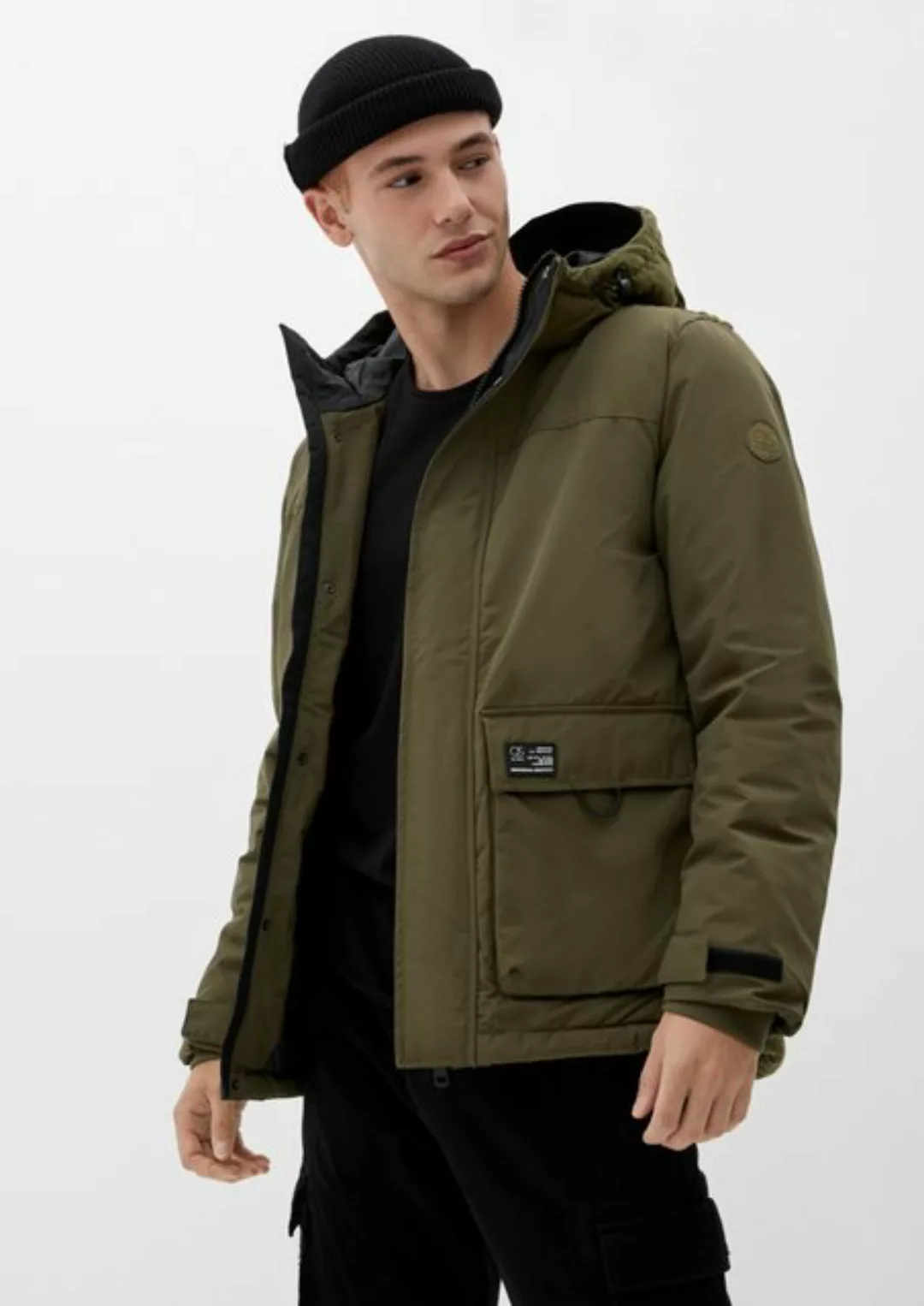 QS Allwetterjacke Parka mit Steppdetail Label-Patch günstig online kaufen