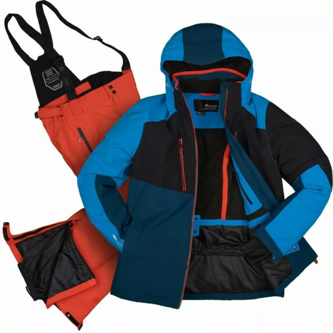 Killtec Skianzug Herren Winterjacke hellblau + Skihose orange, geschweißte günstig online kaufen