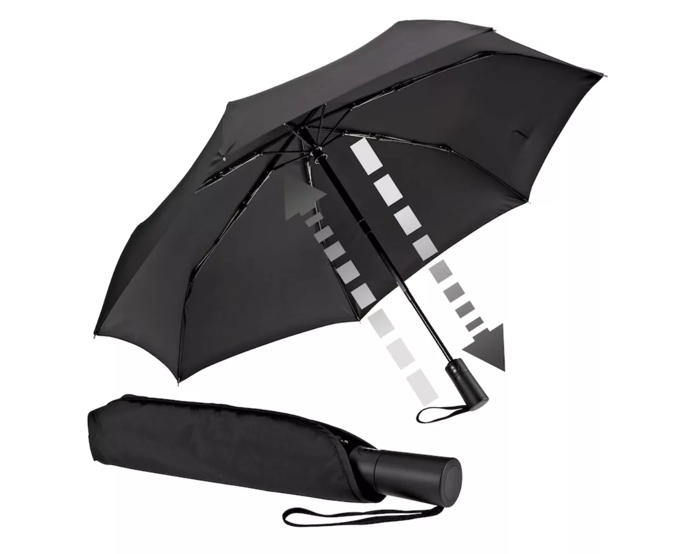 EuroSCHIRM Taschenregenschirm "Automatik 3020, schwarz", Automatik, lässt s günstig online kaufen