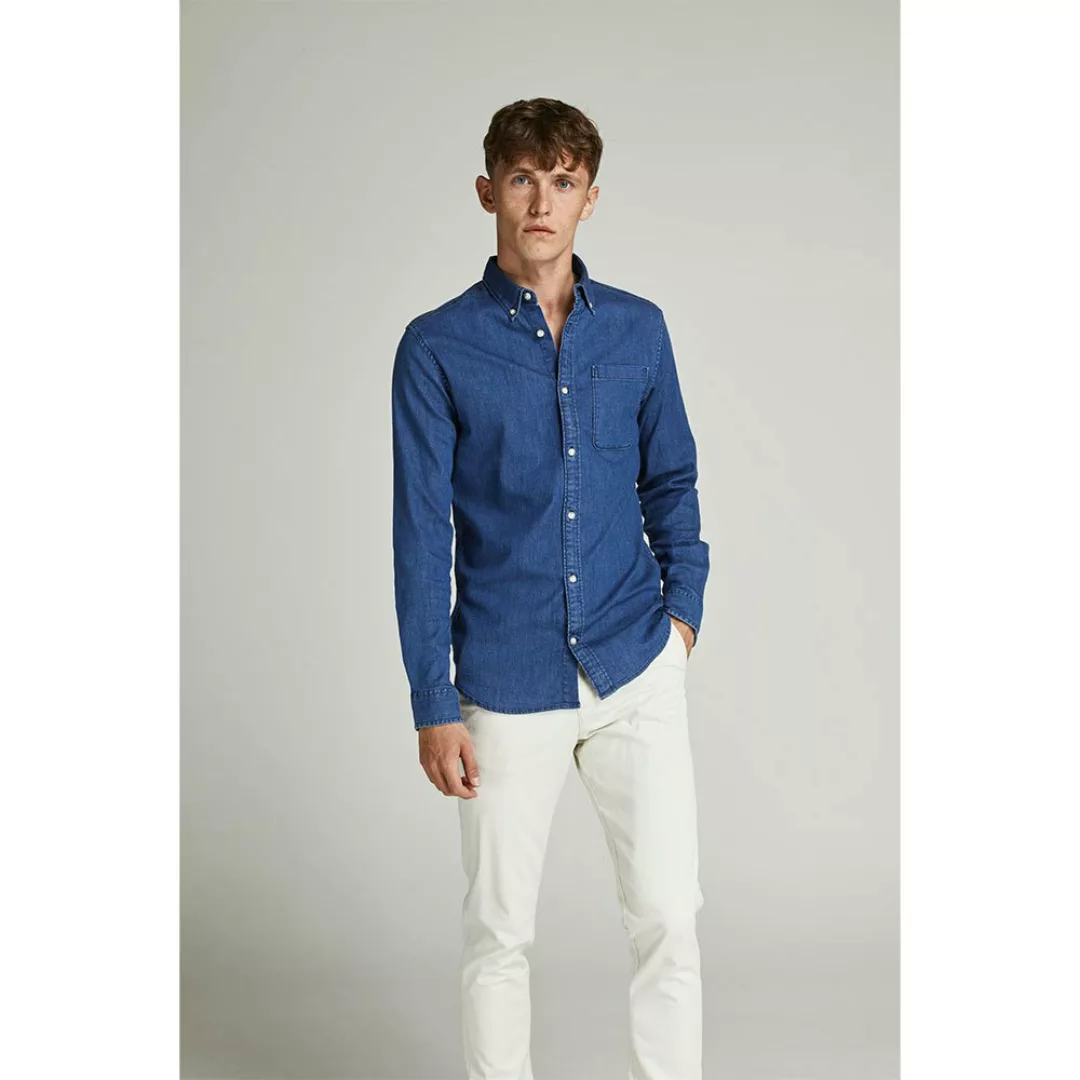 Jack & Jones Blaperfect Denim Langarm Hemd 2XL Medium Blue Denim / Slim Fit günstig online kaufen
