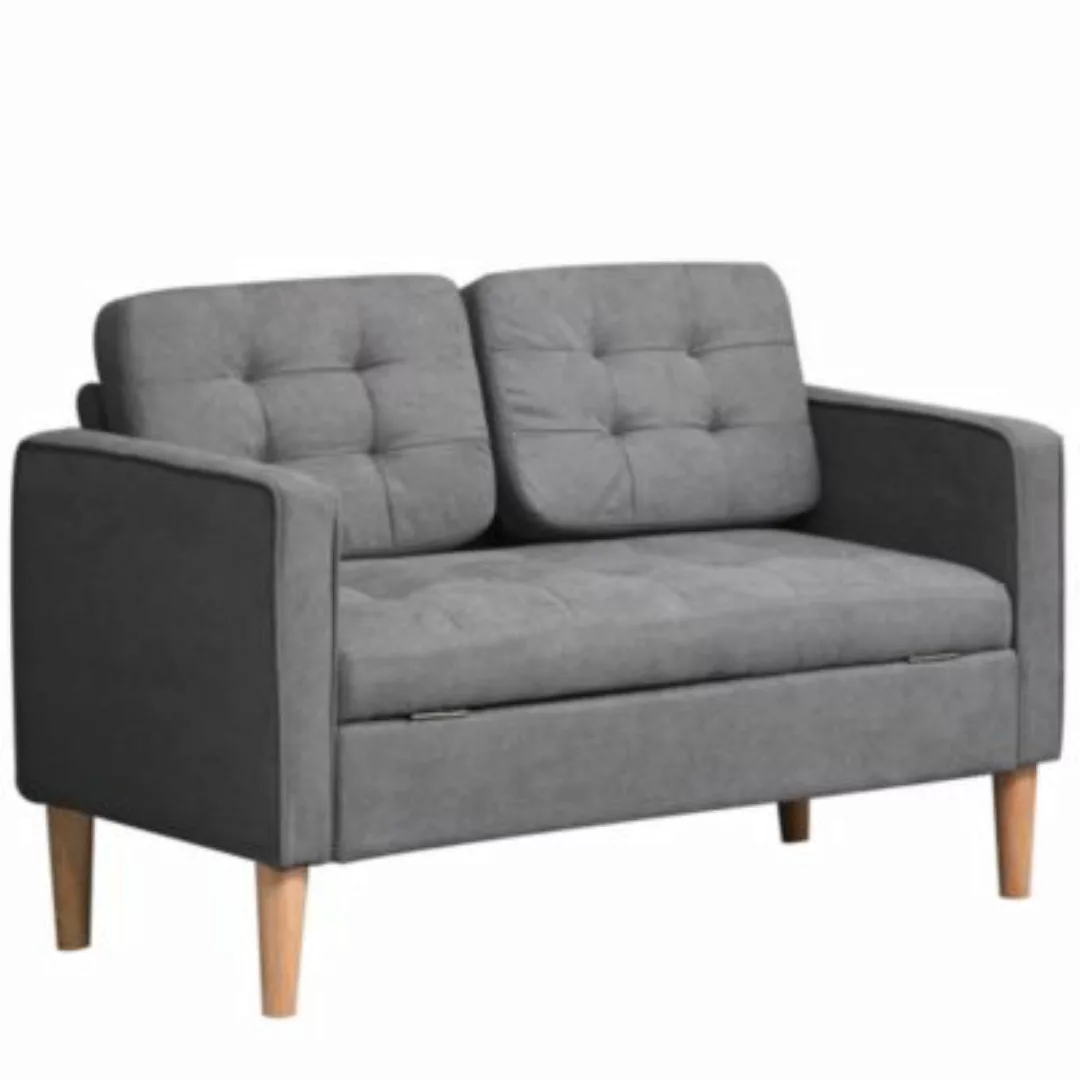 HOMCOM 2-Sitzer Sofa mit abnehmbaren Kissen grau günstig online kaufen