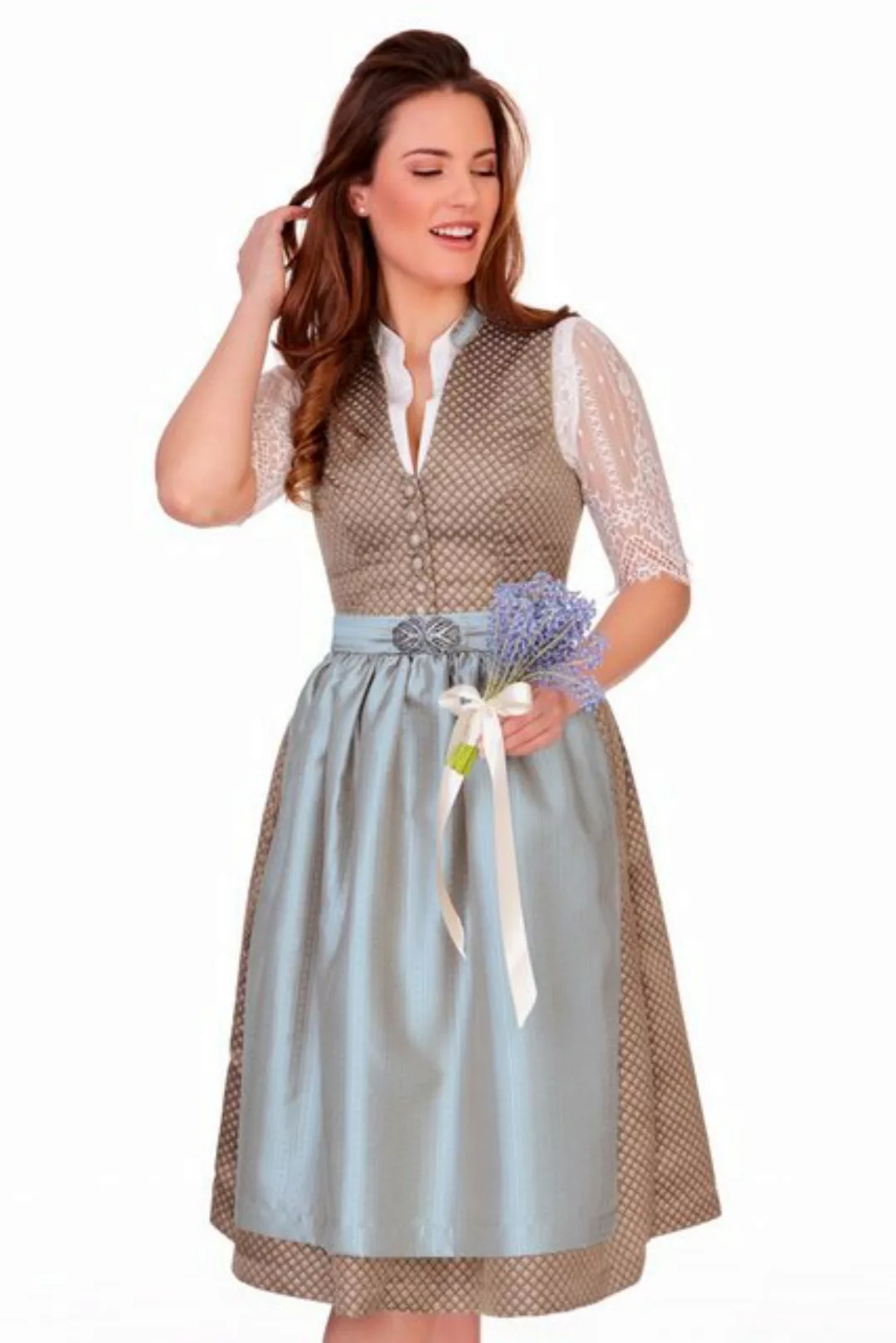 Alpenwahnsinn Dirndl Midi Dirndl 2tlg. - HYAZINTH - platin günstig online kaufen