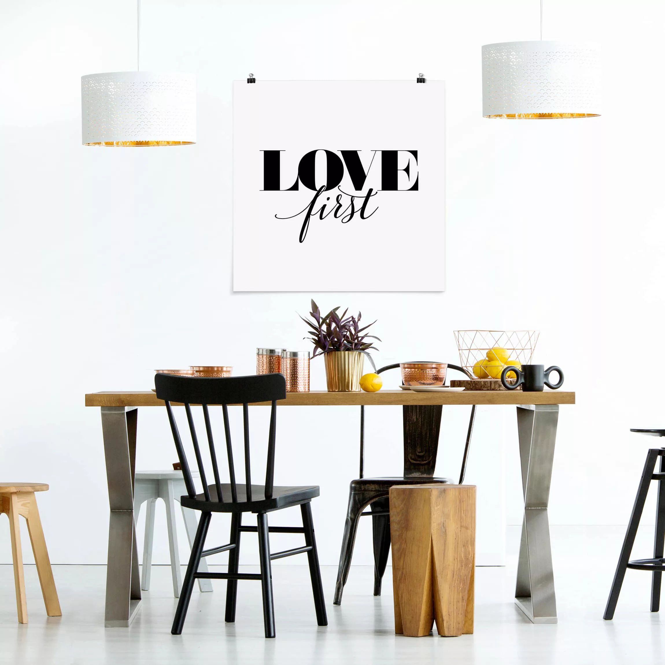 Poster Spruch - Quadrat Love first günstig online kaufen