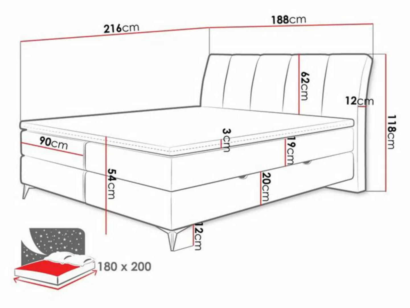 MIRJAN24 Boxspringbett Forever (mit 2 Bettkästen, Gasdruckfedern, Bonellfed günstig online kaufen