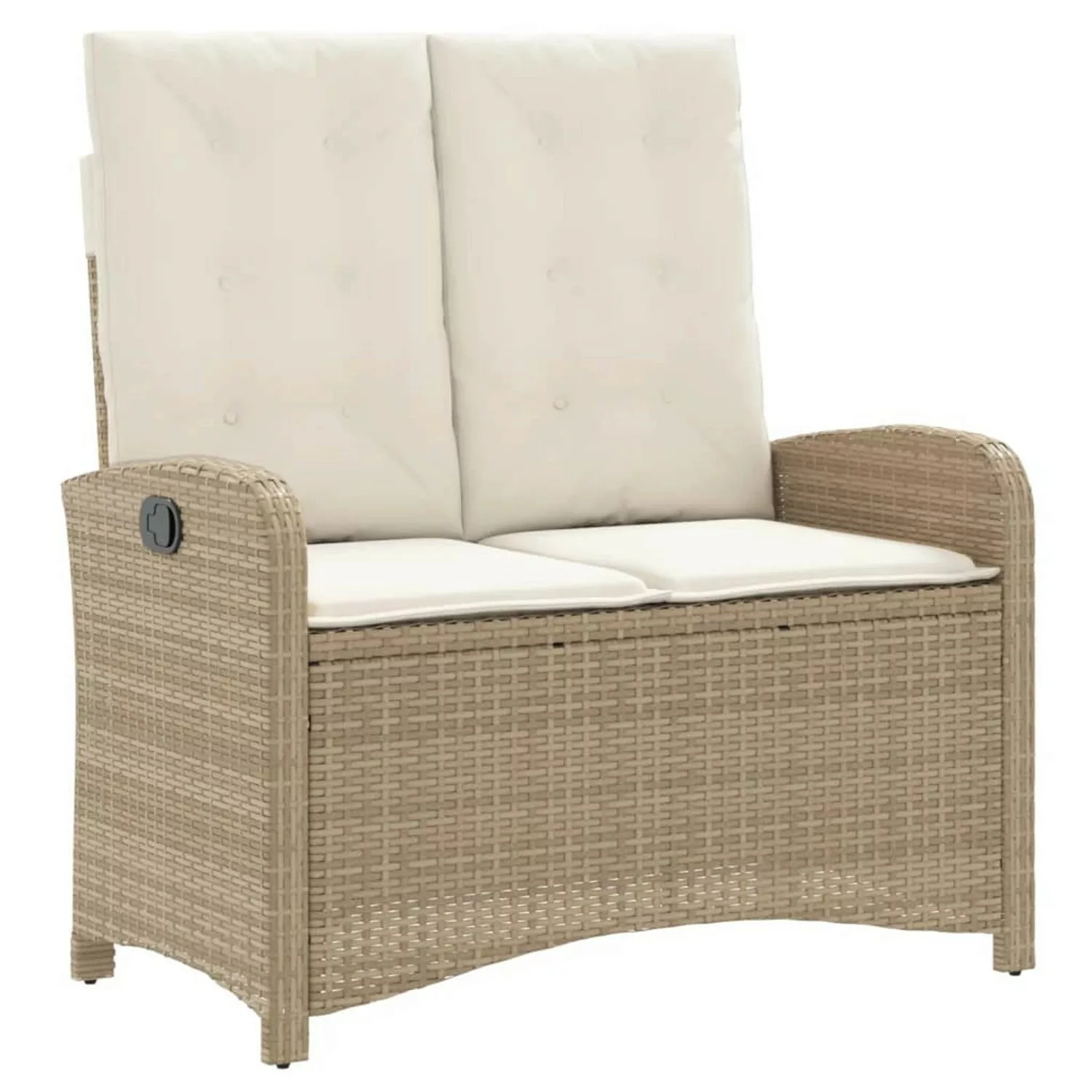 furnicato Gartenbank Verstellbar mit Kissen Beige Poly Rattan günstig online kaufen