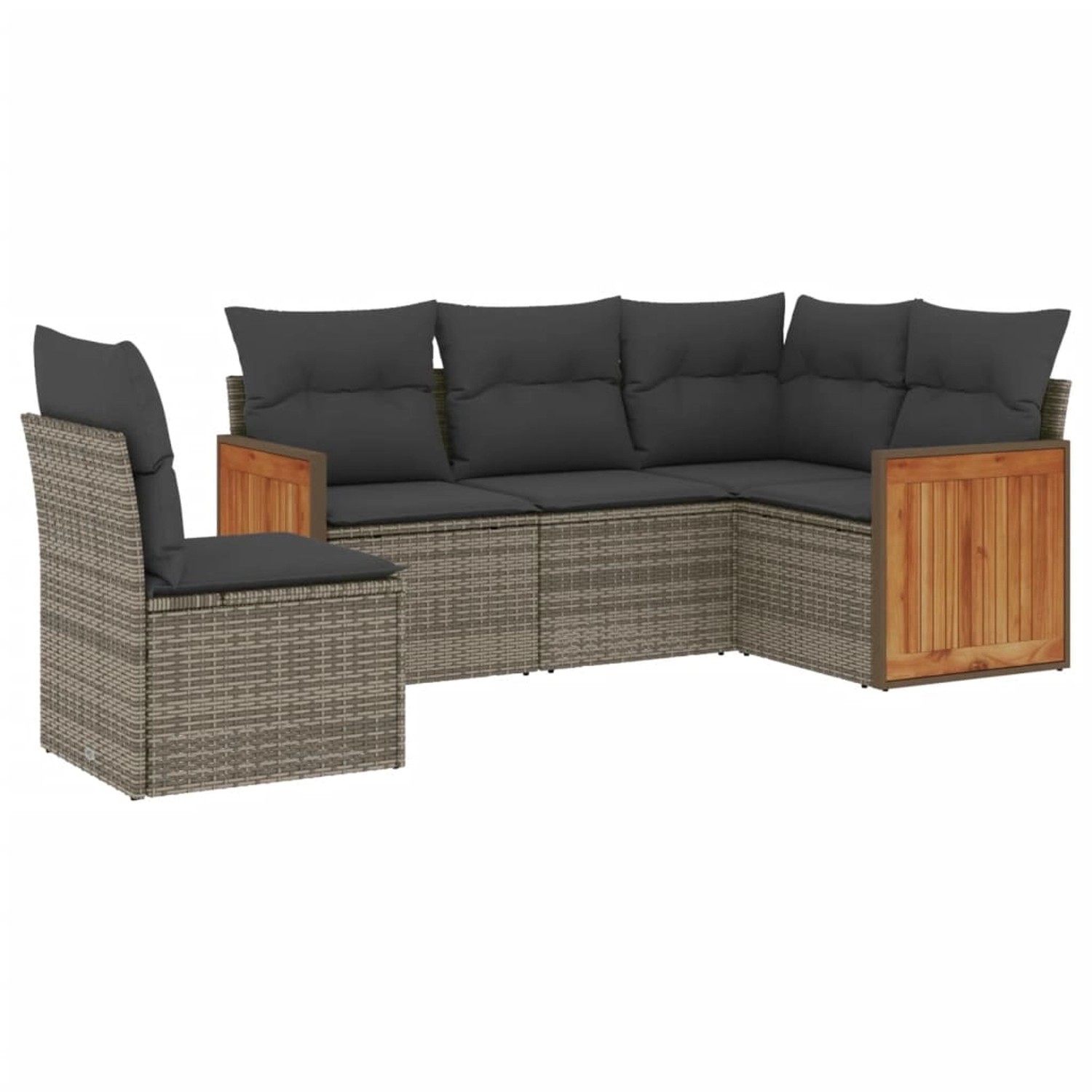 vidaXL 5-tlg Garten-Sofagarnitur mit Kissen Grau Poly Rattan Modell 76 günstig online kaufen