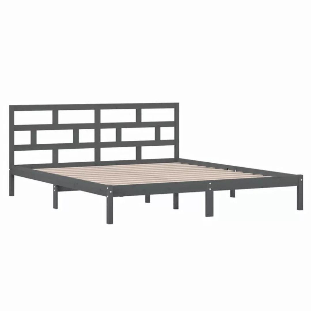 Vidaxl Massivholzbett Grau 135x190 Cm 4ft6 Double günstig online kaufen