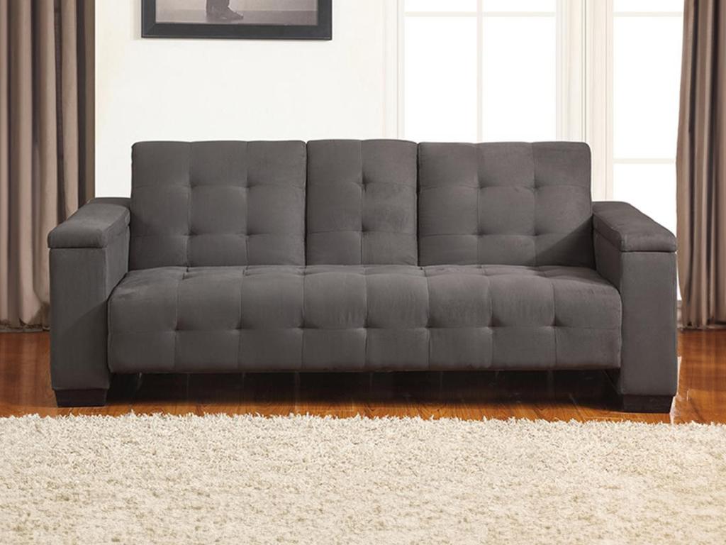 Schlafsofa Klappsofa 3-Sitzer - Microfaser - Grau - DEVONSHIRE günstig online kaufen