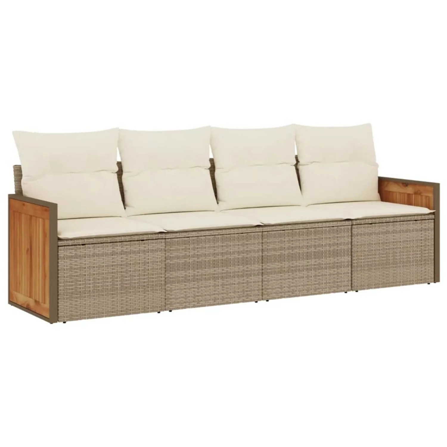 vidaXL 4-tlg Garten-Sofagarnitur mit Kissen Beige Poly Rattan Modell 43 günstig online kaufen