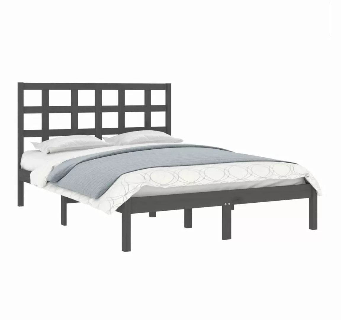 vidaXL Bett Massivholzbett Grau 120x200 cm günstig online kaufen