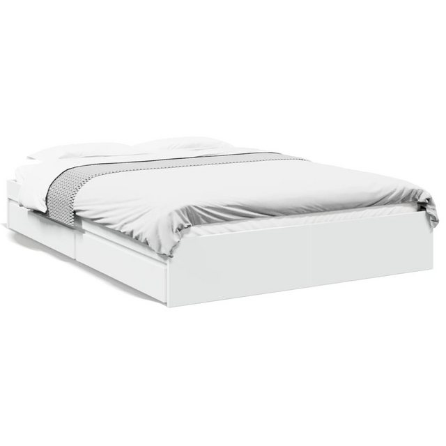 vidaXL Bett Bettgestell mit Schubladen Weiß 150x200 cm Holzwerkstoff günstig online kaufen