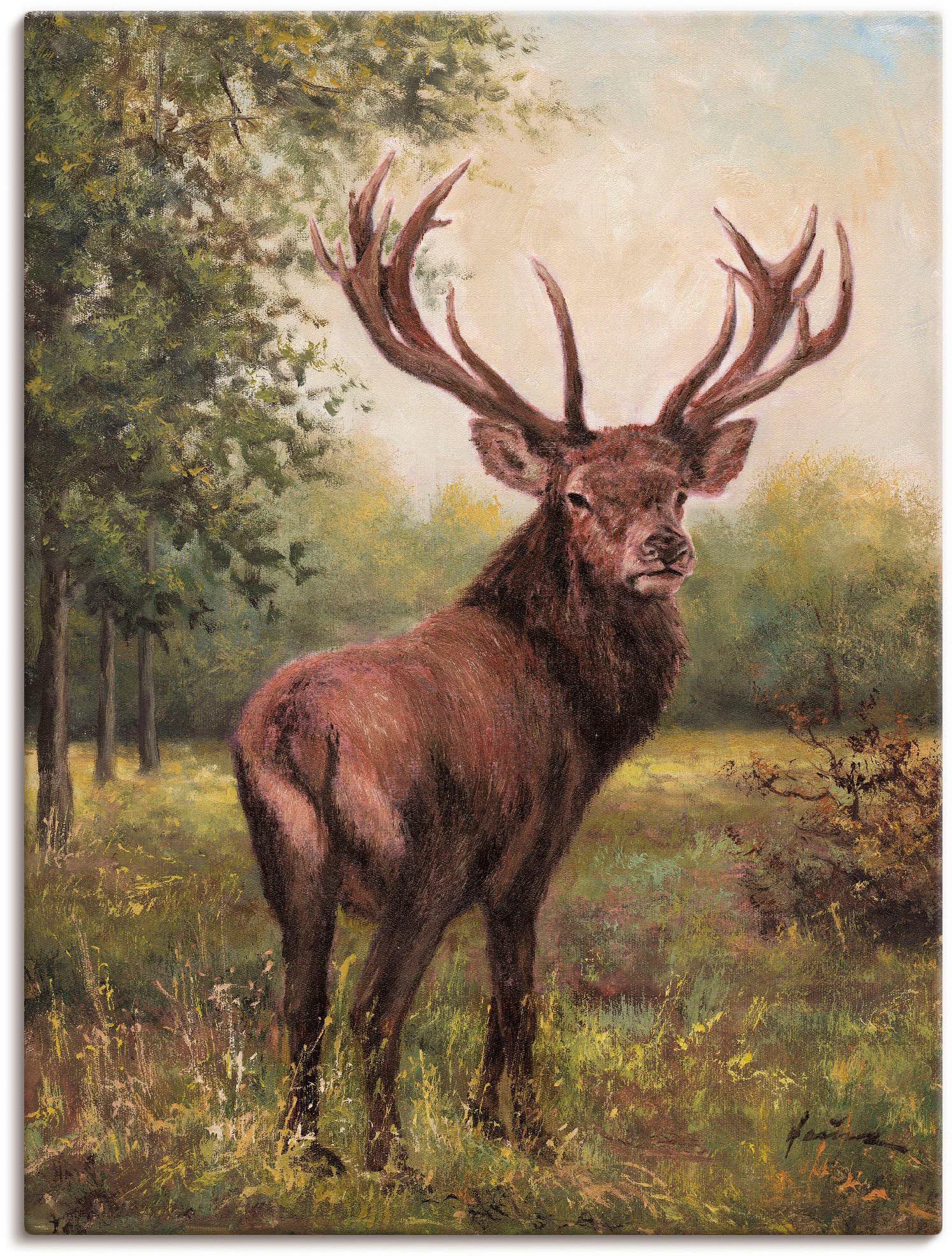 Artland Wandbild "Hirsch", Wildtiere, (1 St.), als Leinwandbild, Poster, Wa günstig online kaufen