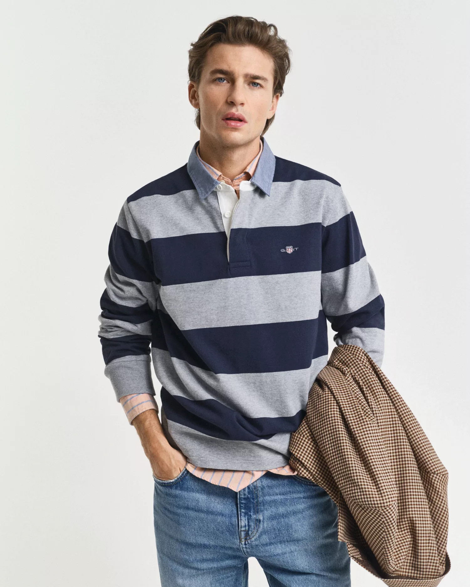 Gant Langarm-Poloshirt "REG CHAMBRAY STRIPE HEAVY RUGGER" günstig online kaufen