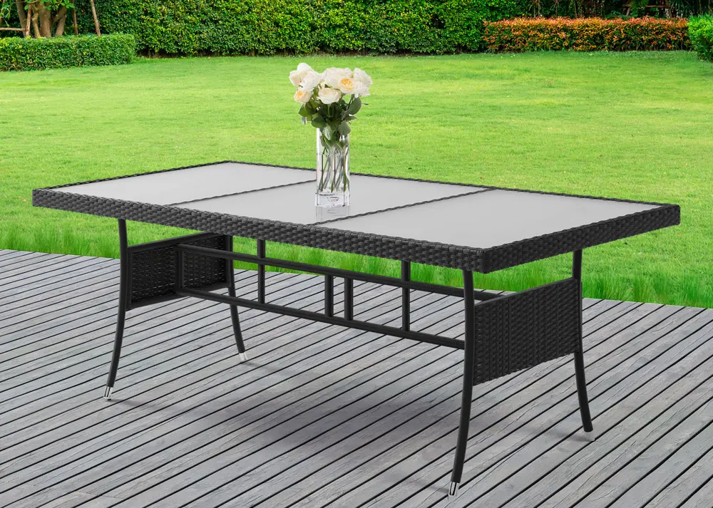 Polyrattan Gartentisch Schwarz 190x90x75cm günstig online kaufen