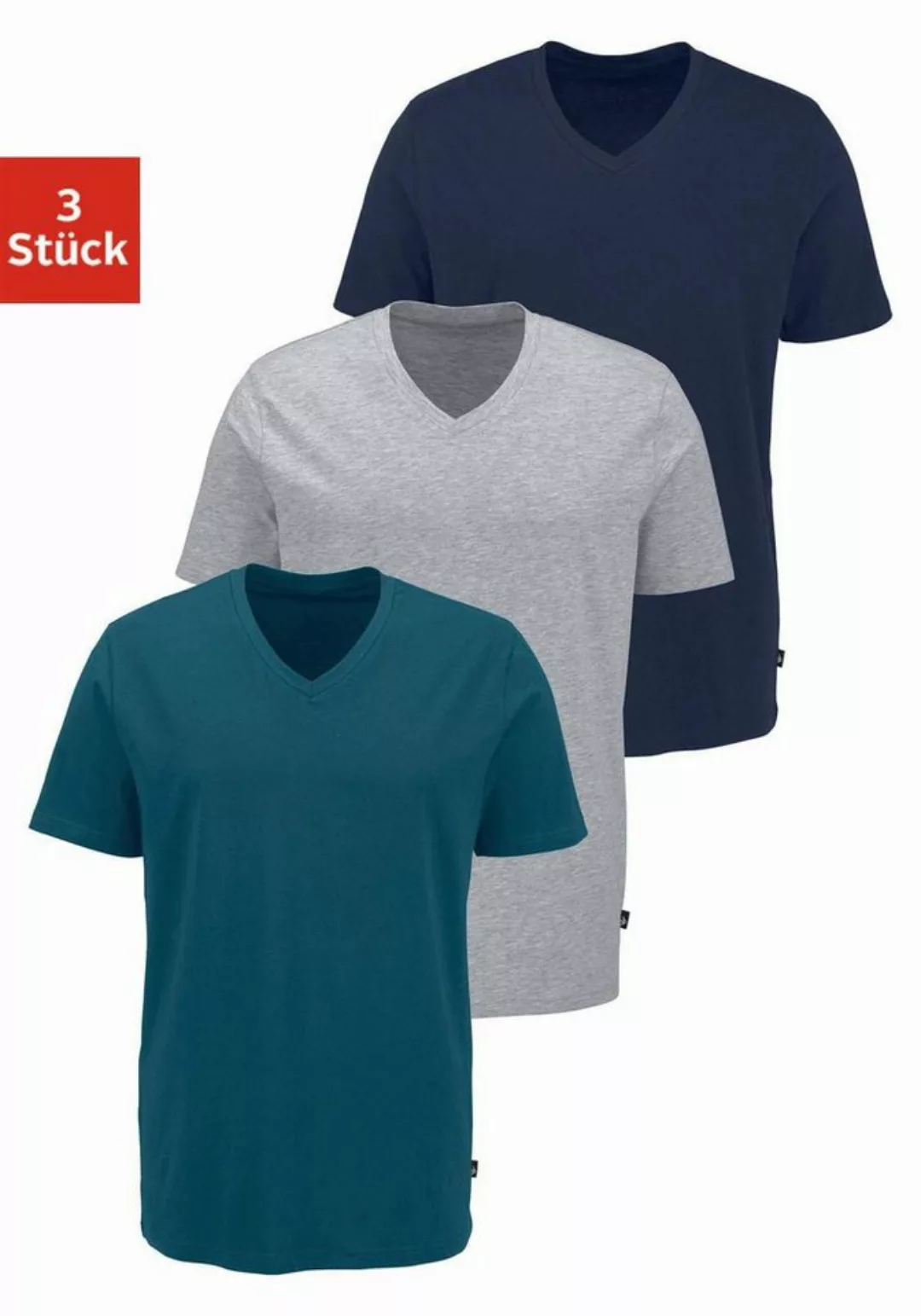 Bruno Banani T-Shirt (3-tlg., 3er-Pack) mit V-Ausschnitt, perfekte Passform günstig online kaufen