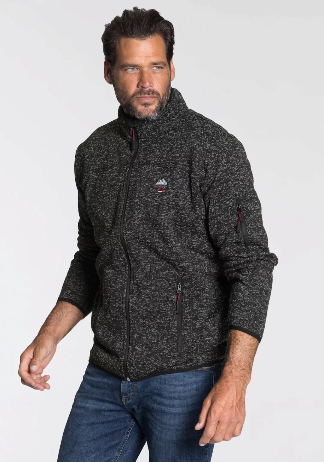 Mans World Strickfleecejacke, für den Herbst, mit Reißverschlusstaschen, mi günstig online kaufen