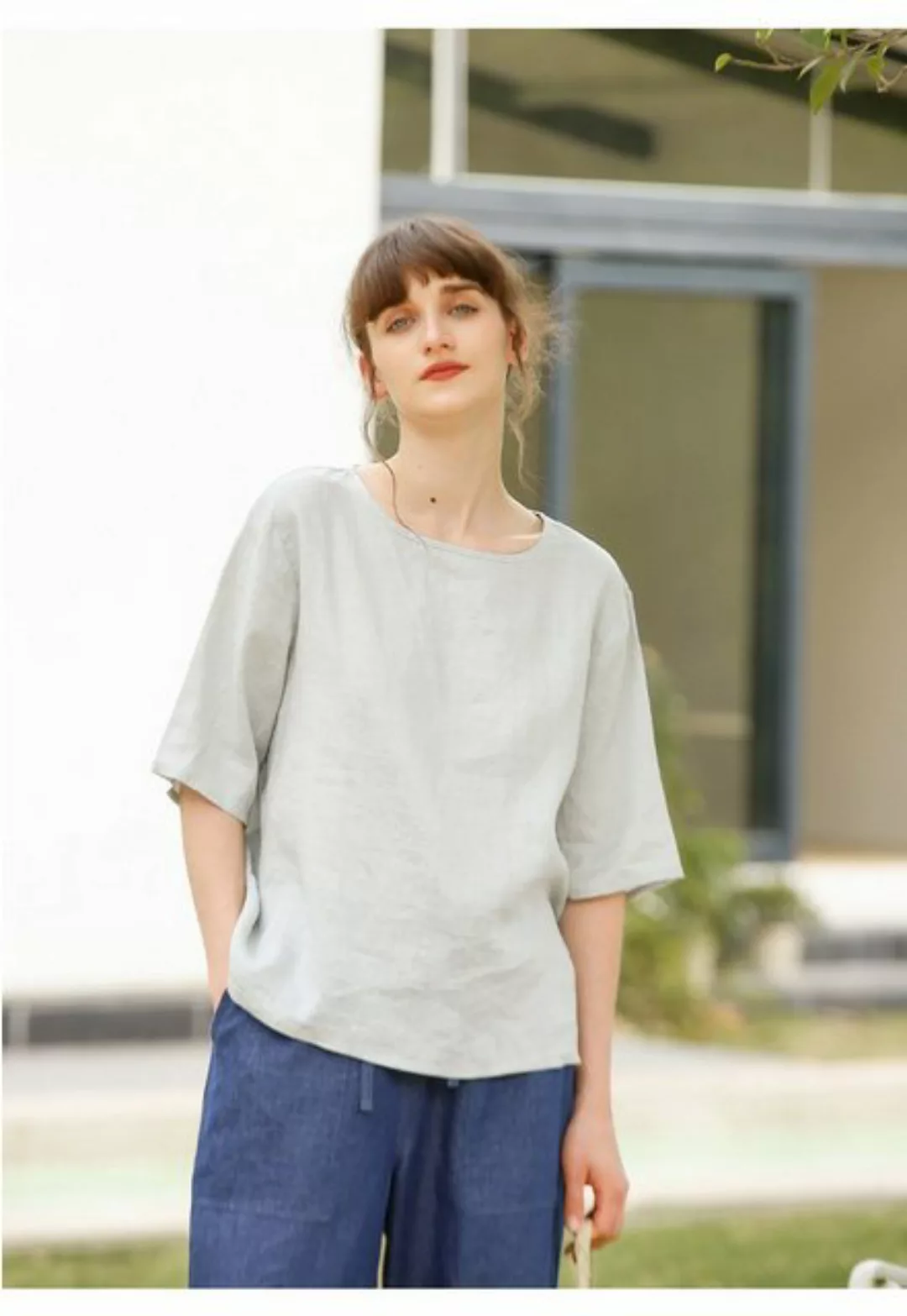 RUZU UG Blusentop Shirtbluse T-Shirt,Viertelärmel,Pullover,Kurzärmelige Dam günstig online kaufen