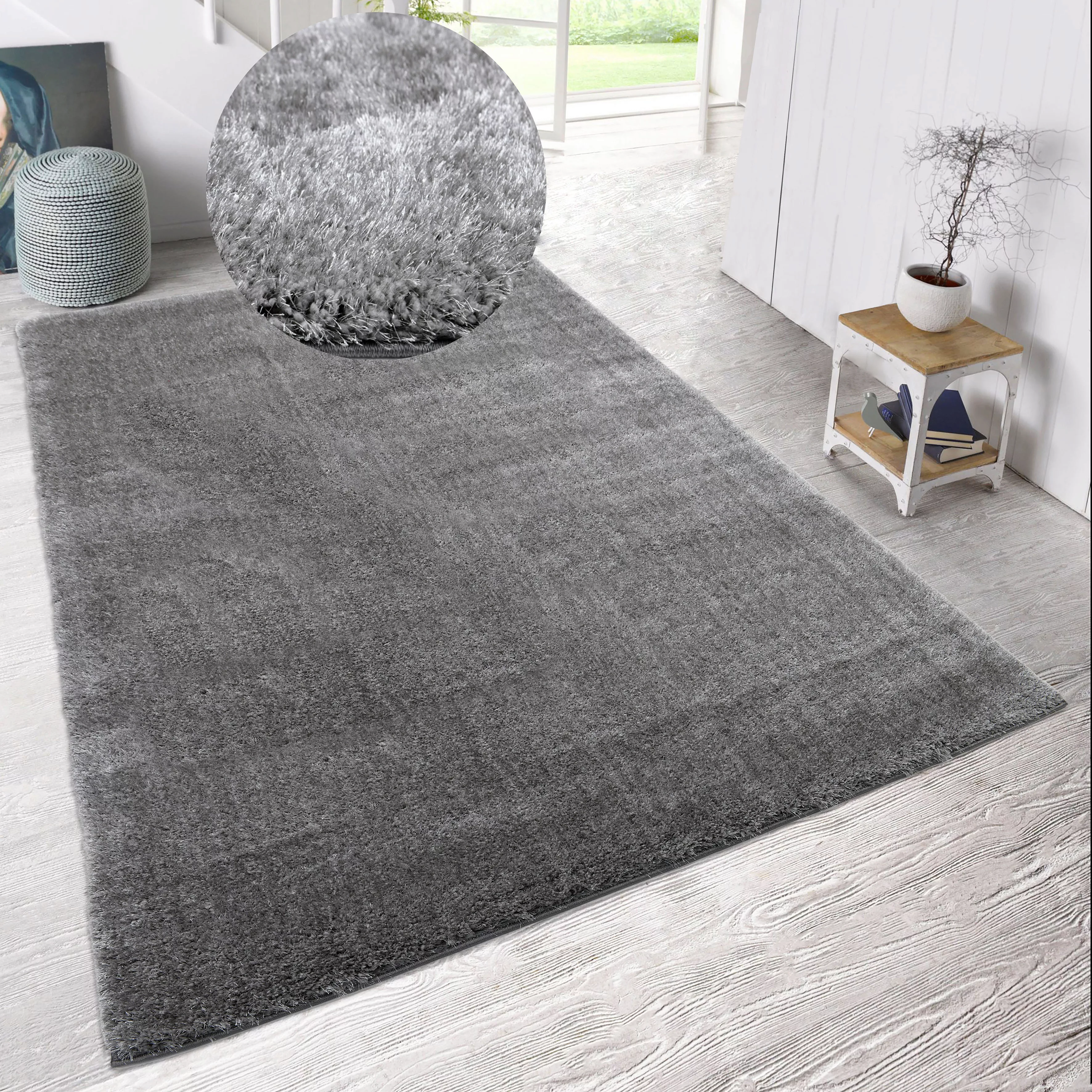 my home Hochflor-Teppich »Malin«, rechteckig, 43 mm Höhe, Shaggy in Uni-Far günstig online kaufen