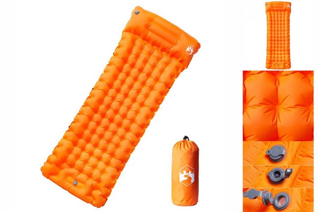 vidaXL Luftbett Isomatte mit Integriertem Kissen Selbstaufblasend Orange günstig online kaufen