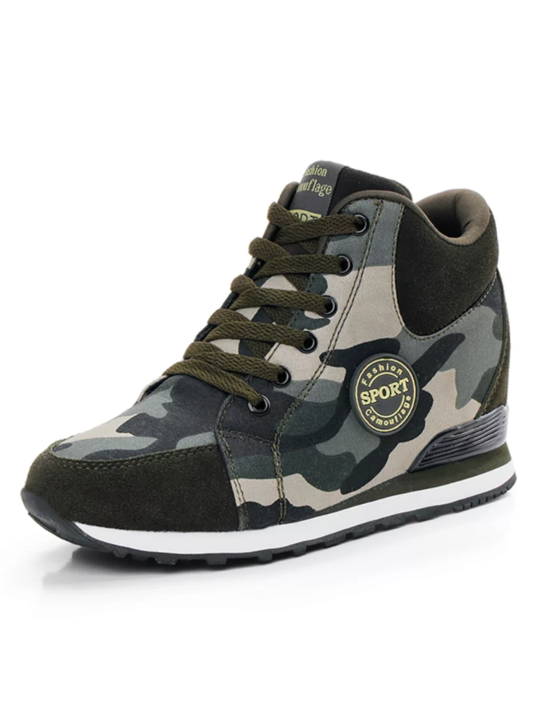 Damen Camouflage Canvas High Top Hidden Heel Outdoor Sport Sneakers günstig online kaufen