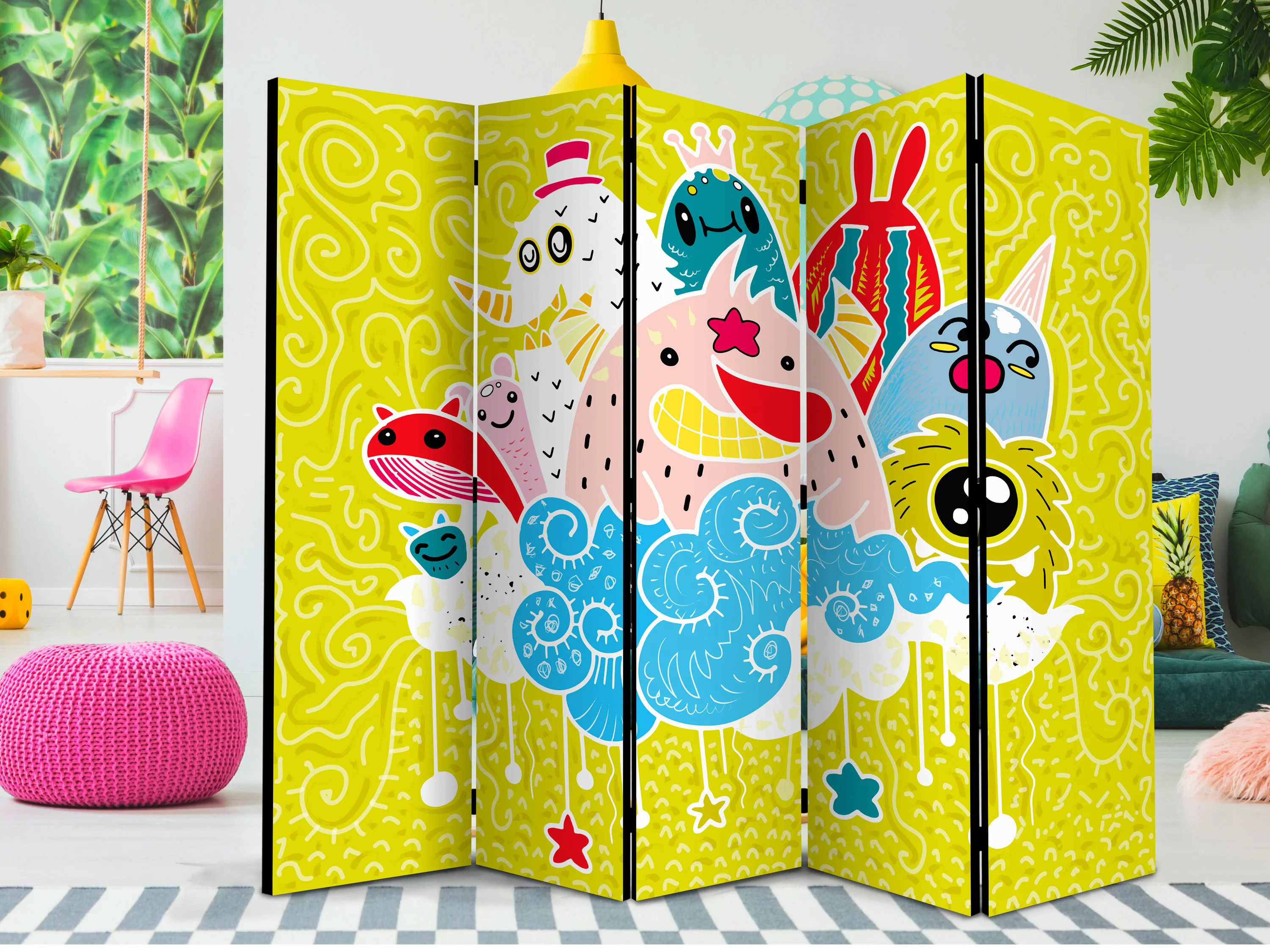 5-teiliges Paravent - Happy Creatures Ii [room Dividers] günstig online kaufen