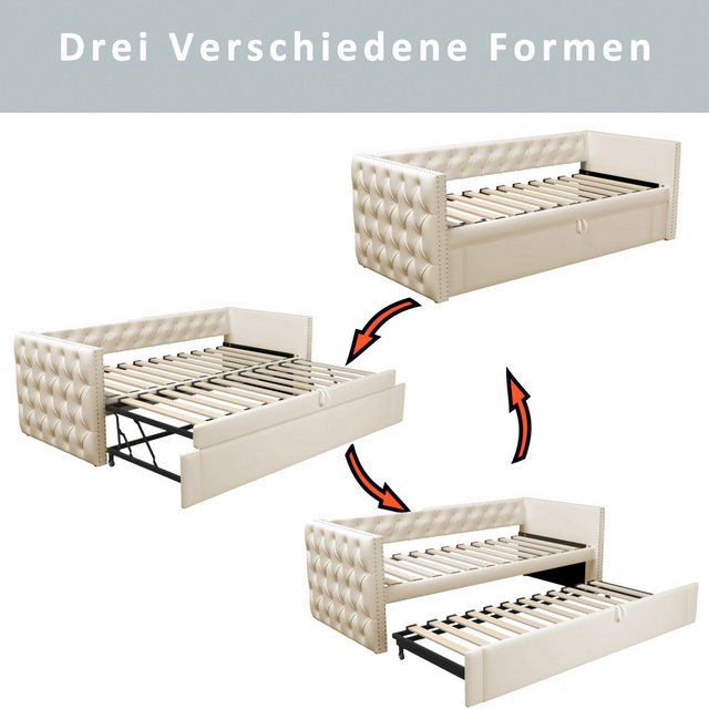 HAUSS SPOLE Schlafsofa 90x200cm Klassische Vollform mit Knöpfen, Mit Latten günstig online kaufen