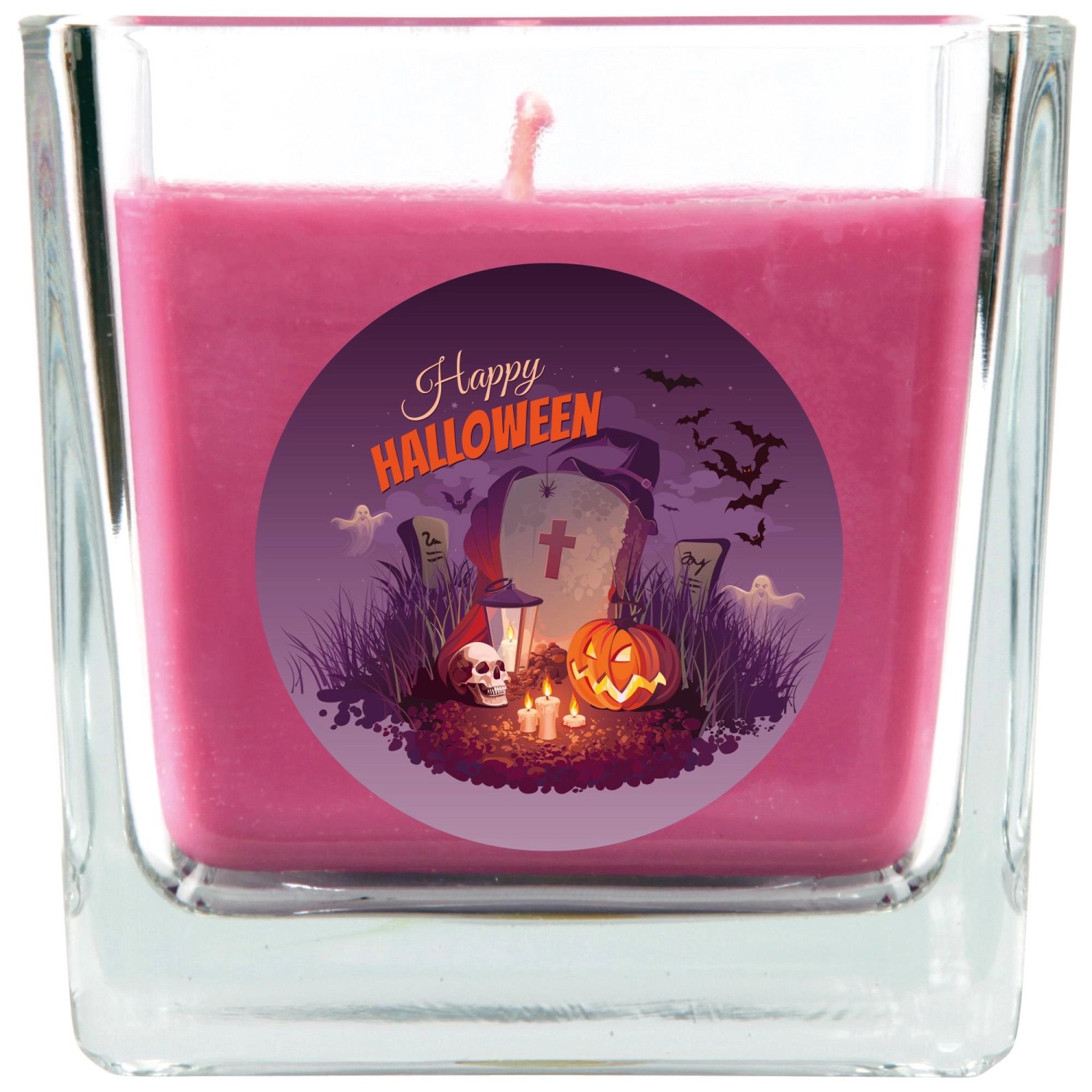 HS Candle Duftkerze & Glas Halloween Lila Bonbon 50h günstig online kaufen