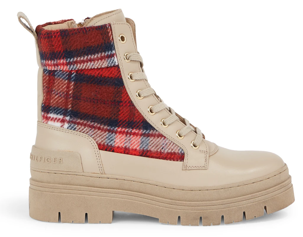 Tommy Hilfiger Schnürstiefelette "FEMININE TARTAN LACE UP BOOTIE", mit cool günstig online kaufen