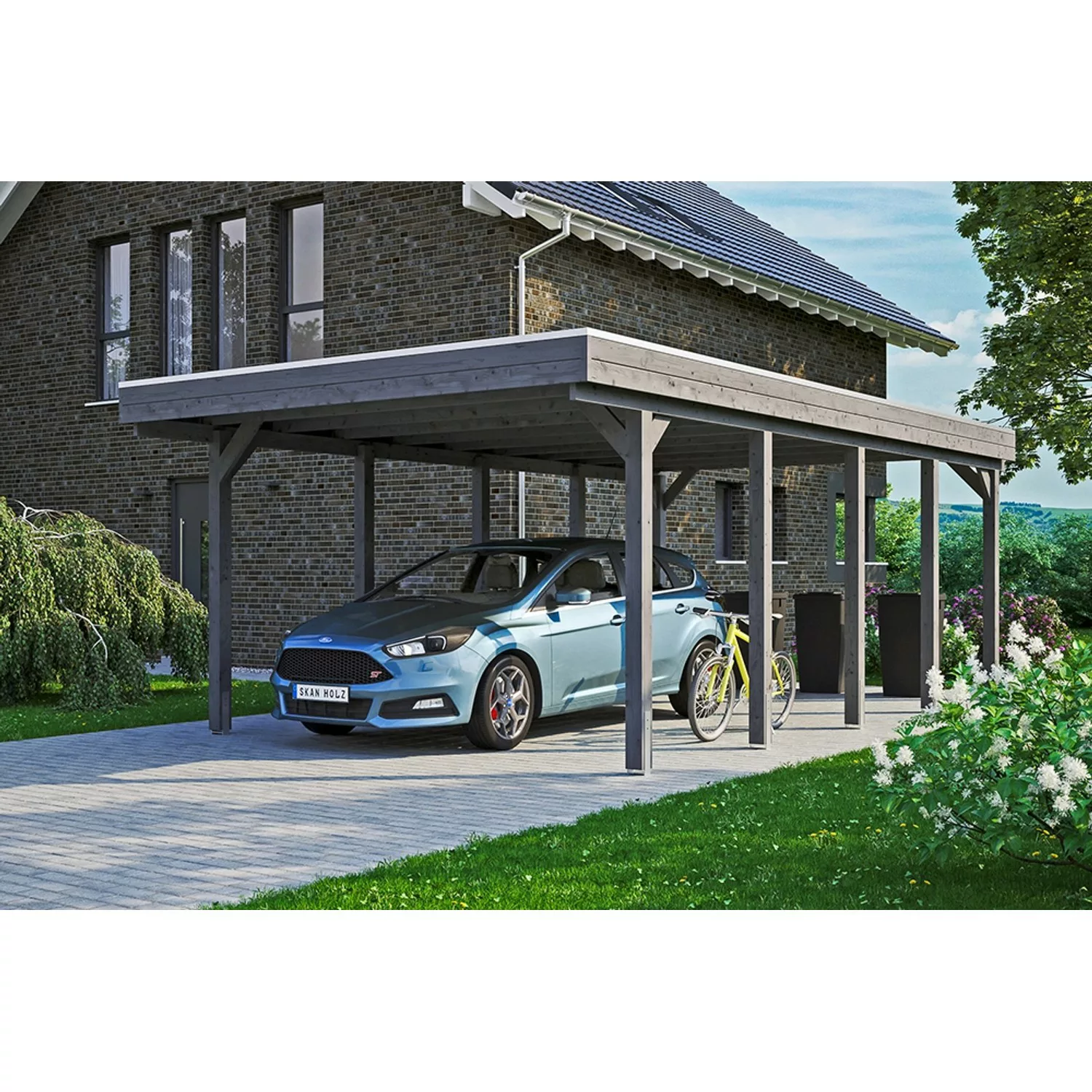 Carport Friesland Schiefergrau 397 x 708 cm mit Aluminiumdach günstig online kaufen