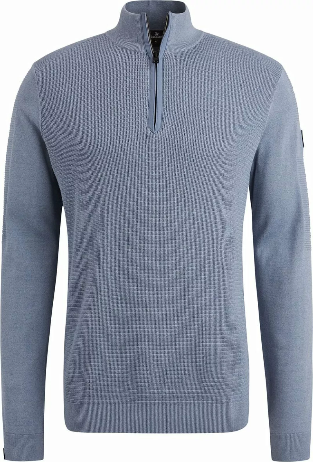 Vanguard Pullover halber Reißverschluss strukturiert Blau - Größe S günstig online kaufen