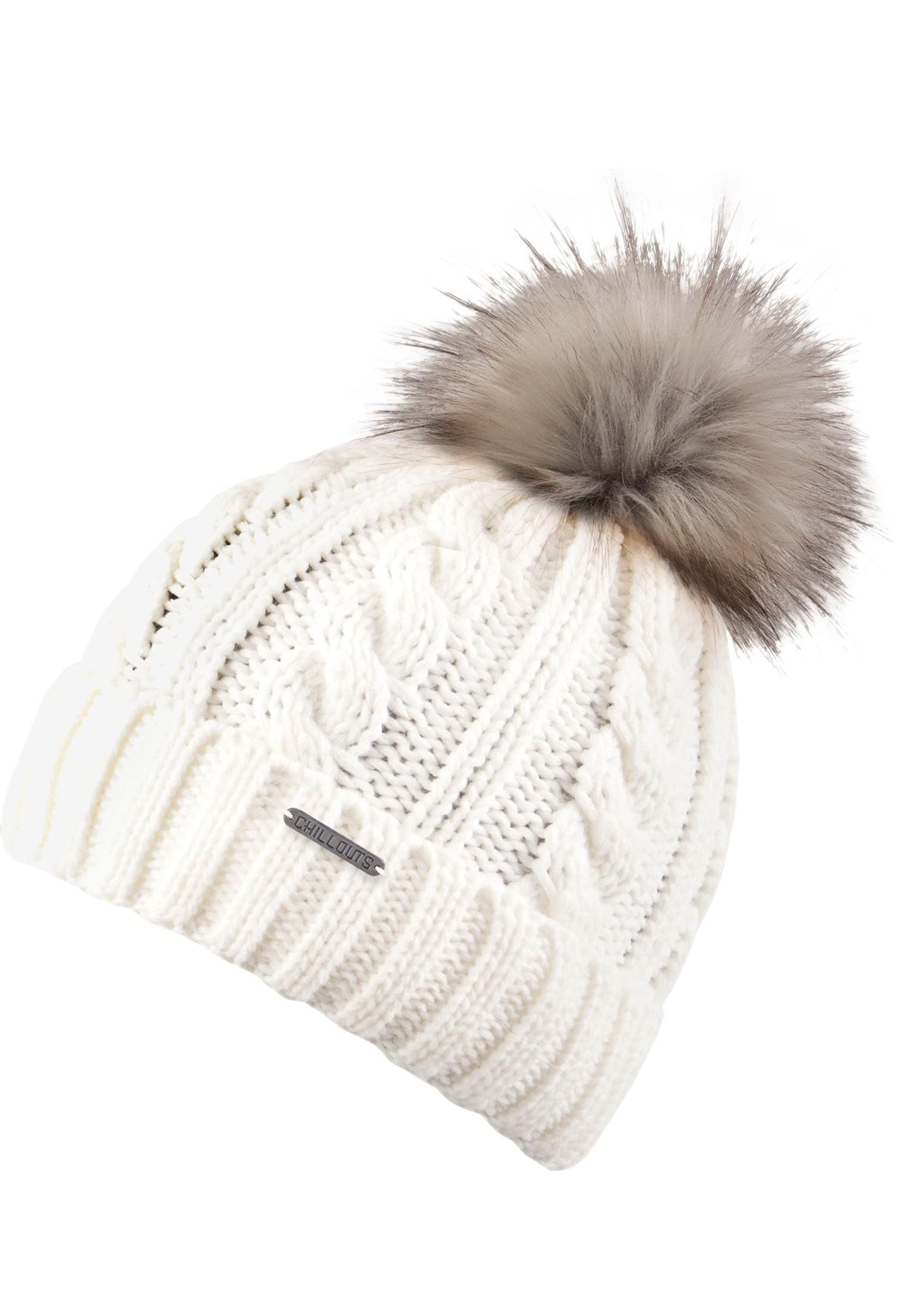 chillouts Bommelmütze "Joan Hat", Mit Fake-Fur Pom Pom, Zopfmuster günstig online kaufen