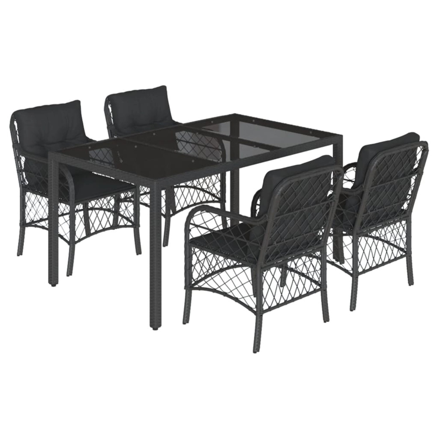 vidaXL 5-tlg Garten-Essgruppe mit Kissen Schwarz Poly Rattan Modell 93 günstig online kaufen