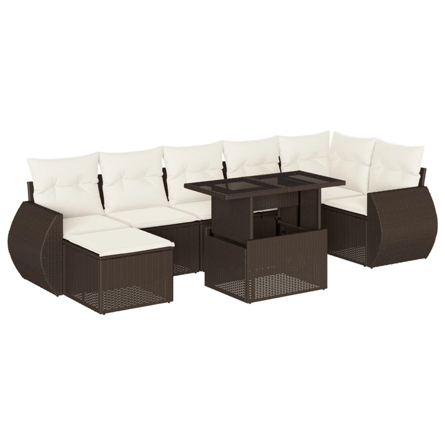 vidaXL 8-Tlg Garten-Sofagarnitur mit Kissen Braun Poly Rattan 3268693 günstig online kaufen