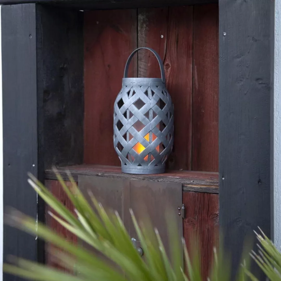 LED Solar Laterne Flame Lantern in Grau 0,1W IP44 mit Dämmerungssensor günstig online kaufen