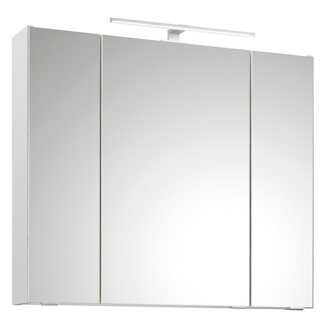 Badezimmer Spiegelschrank, 80cm breit, mit Aufsatzleuchte in Weiß Glanz QUE günstig online kaufen
