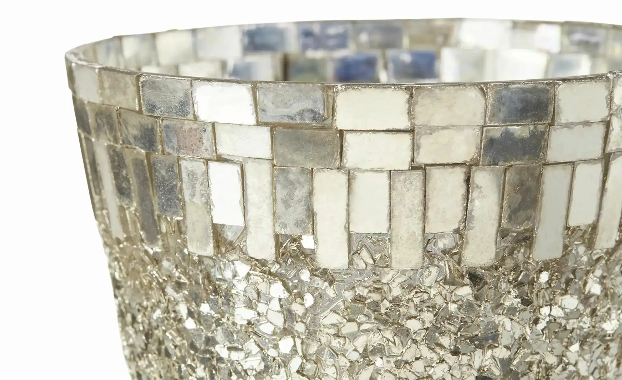 HOME STORY Teelichtglas   ¦ silber ¦ Glas ¦ Maße (cm): H: 12  Ø: 13 Weihnac günstig online kaufen