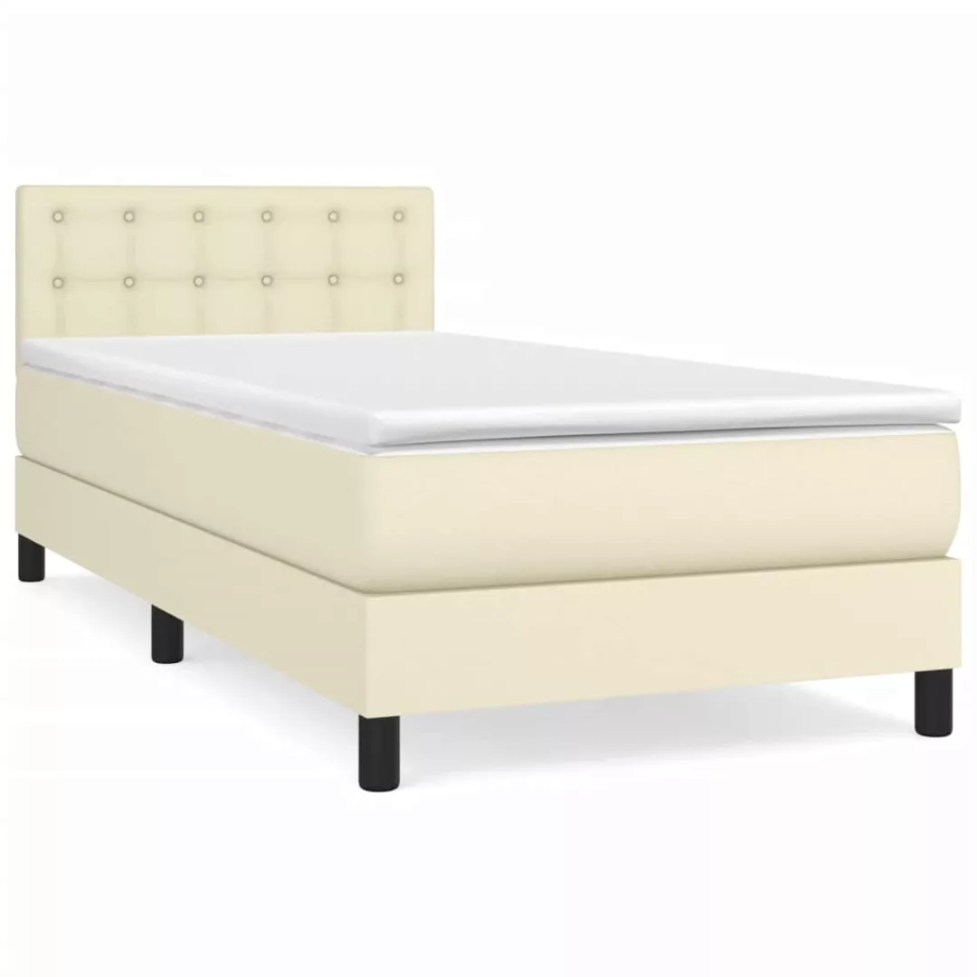 Vidaxl Boxspringbett Mit Matratze Creme 100x200 Cm Kunstleder günstig online kaufen