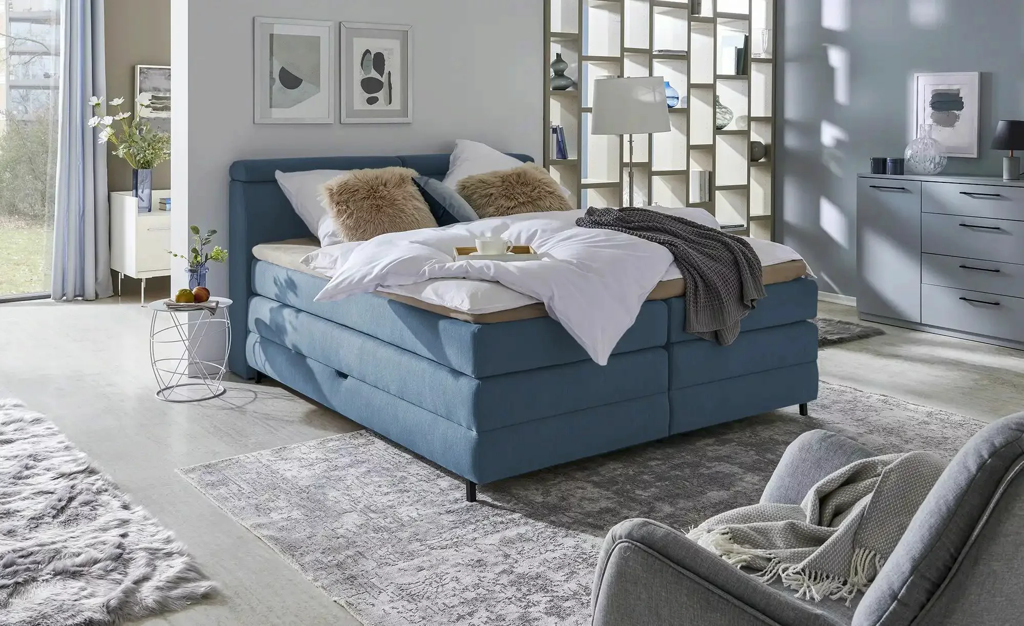 switch Boxspringbett  Kay ¦ blau ¦ Maße (cm): B: 163 H: 108 Betten > Boxspr günstig online kaufen