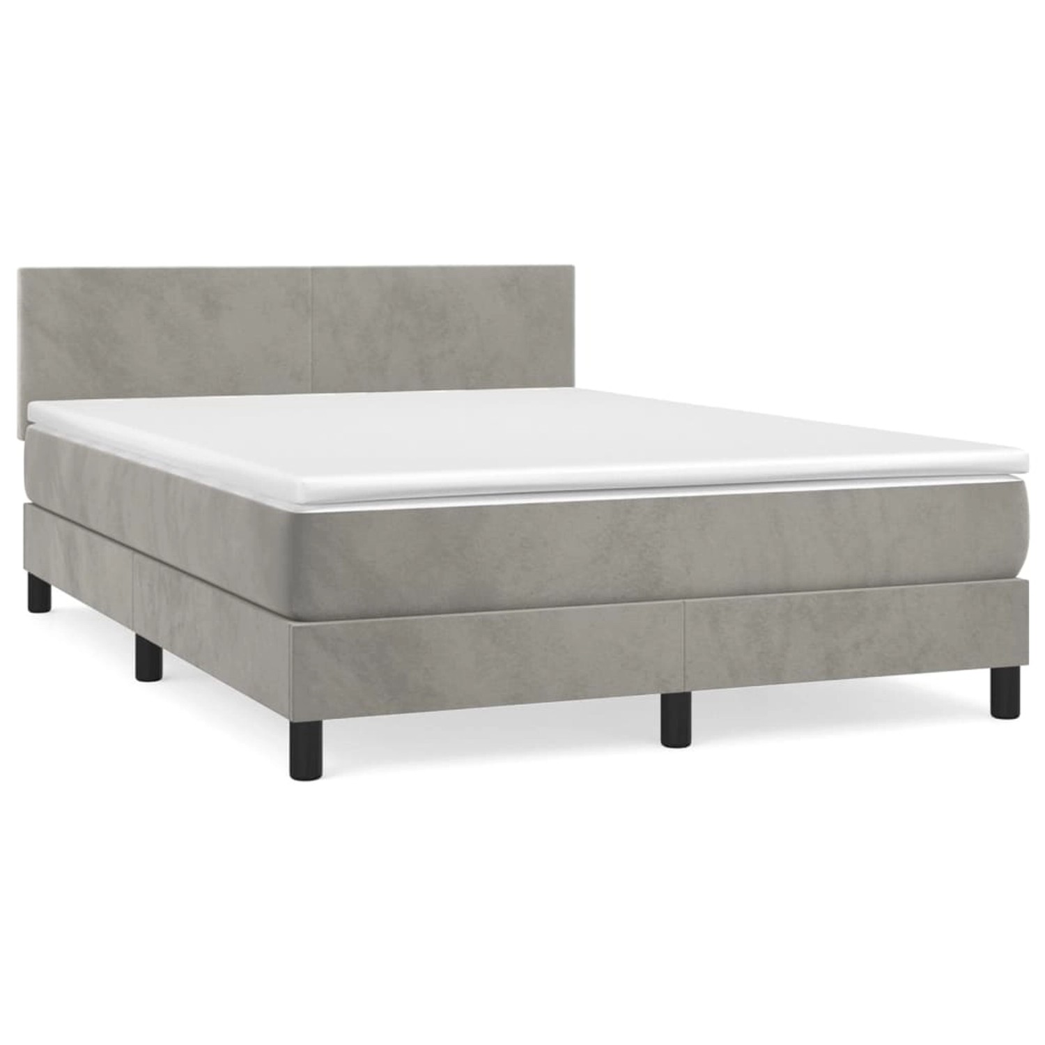 vidaXL Boxspringbett Boxspringbett mit Matratze Hellgrau 140x200 cm Samt Be günstig online kaufen