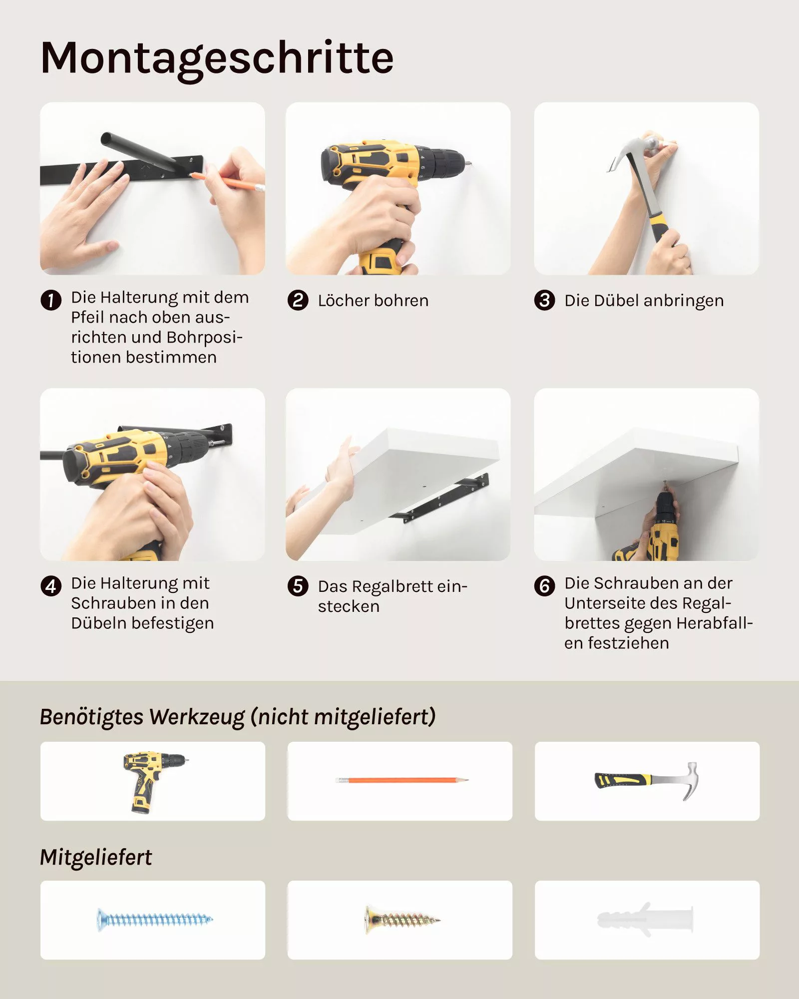 Woltu Wandboard, 1-tlg., Wandregal Holz Schweberegal günstig online kaufen