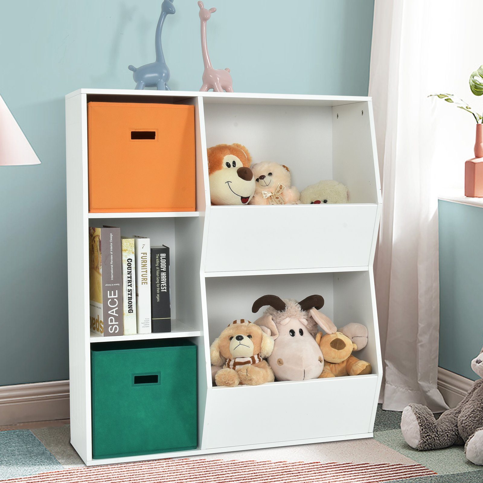 COSTWAY Kinderregal Bücherregal, mit 2 Körben günstig online kaufen