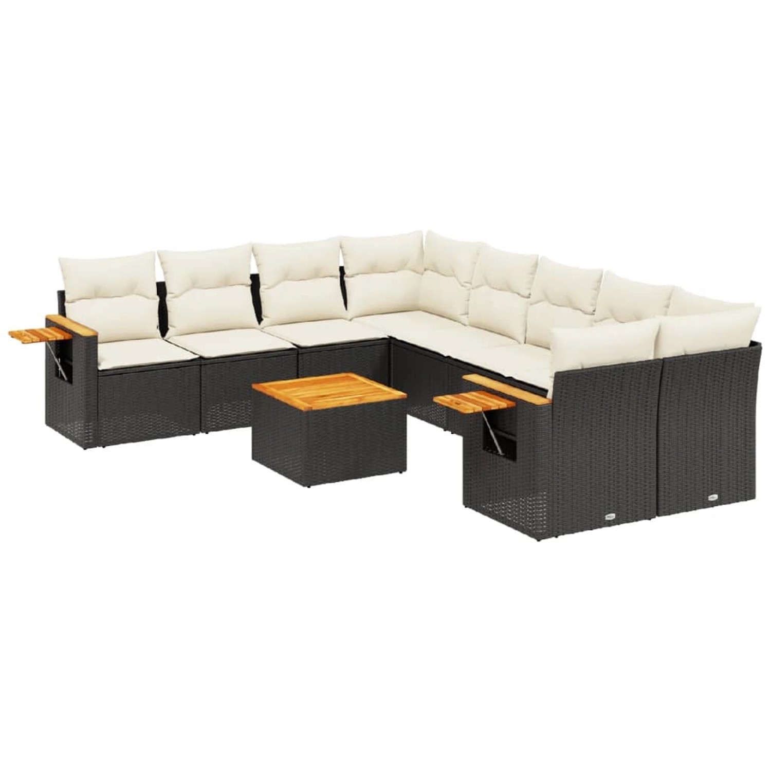 vidaXL 9-Tlg Garten-Sofagarnitur mit Kissen Schwarz Poly Rattan 3226665 günstig online kaufen