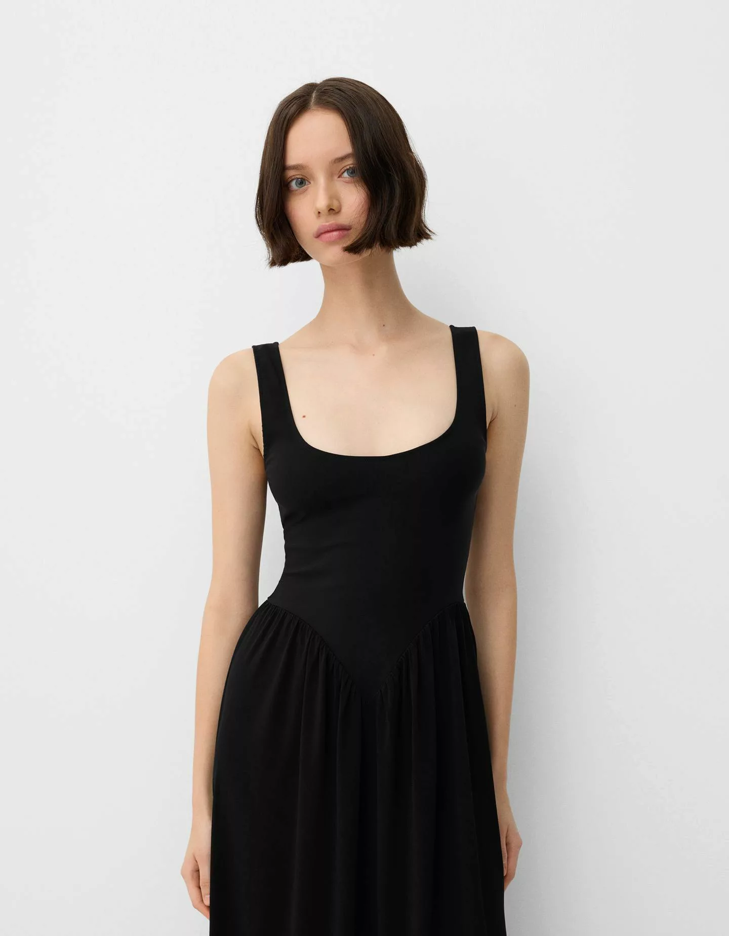 Bershka Midikleid Mit Trägern Damen L Schwarz günstig online kaufen