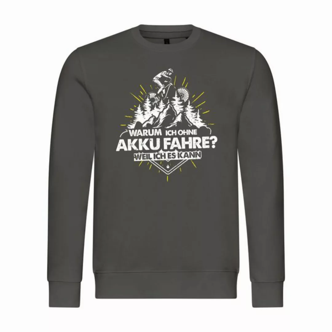 deinshirt Rundhalspullover Herren Pullover Warum ich ohne Akku fahre - weil günstig online kaufen