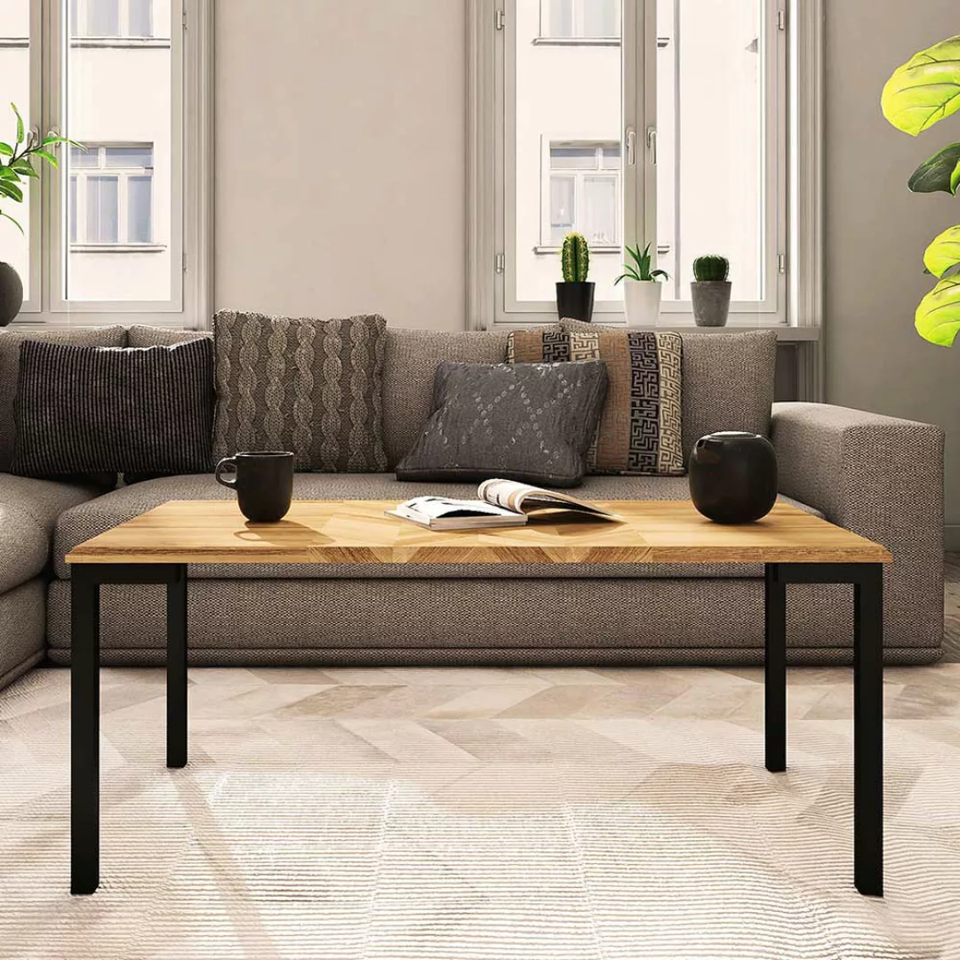 Couchtisch Massivholz und Metall aus Wildeiche Skandi Design günstig online kaufen